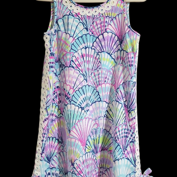 Lilly Pulitzer Stella Shell Print Crochet Sleeveless Shift Dress Size 0 Bows... - Picture 4 of 16